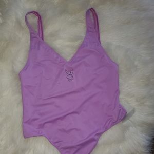 Light purple playboy one piece body/swim suit